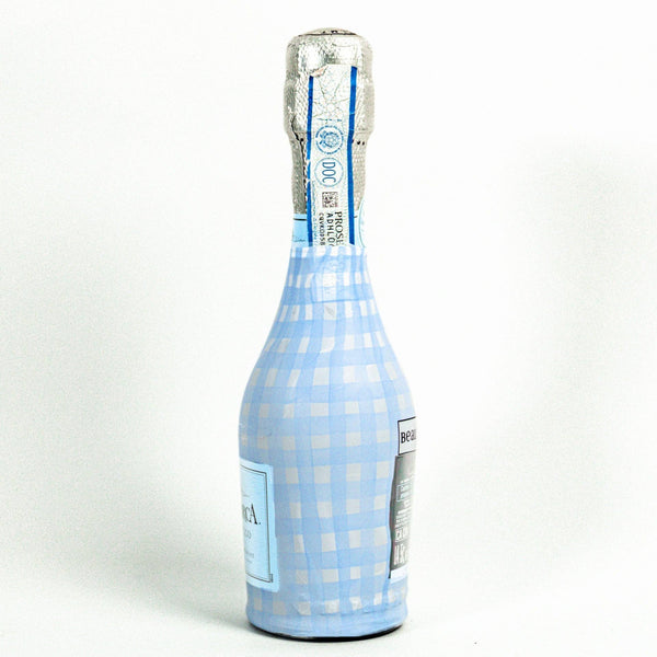 Beau Bottles Powder Blue Picnic Gingham - MINI Prosecco Collection - Set of 6 (Wraps Only)