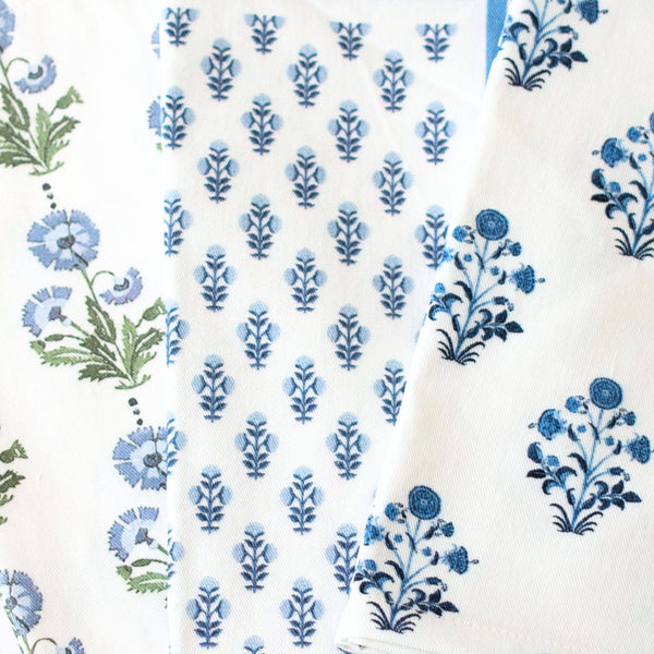 Isabella Blue Handcrafted Block Print Napkins - Set of 4 