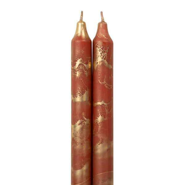 12" Decorative Taper Candles 2pk: Prairie Blue w/ Gold