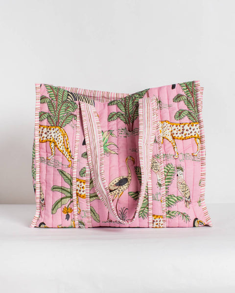 Liana Quilted Tote   Pink/Multi   18x16x7