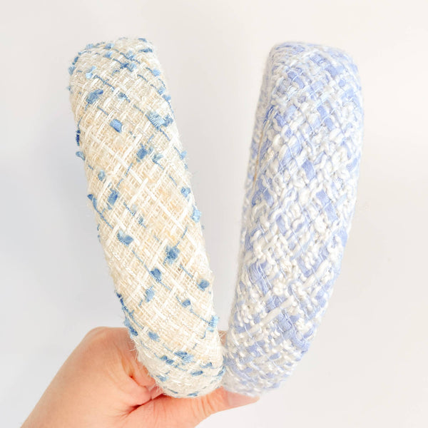 Coastal Blue Tweed Padded Knot Headband: Assorted