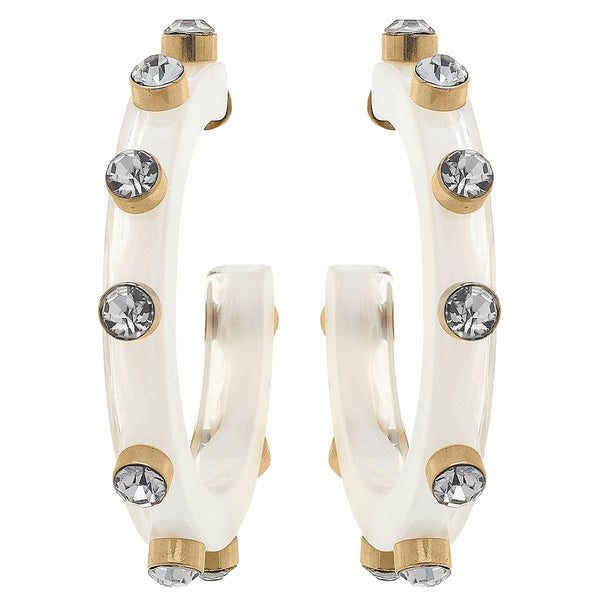 Renee Resin and Rhinestone Hoop Earrings: Navy