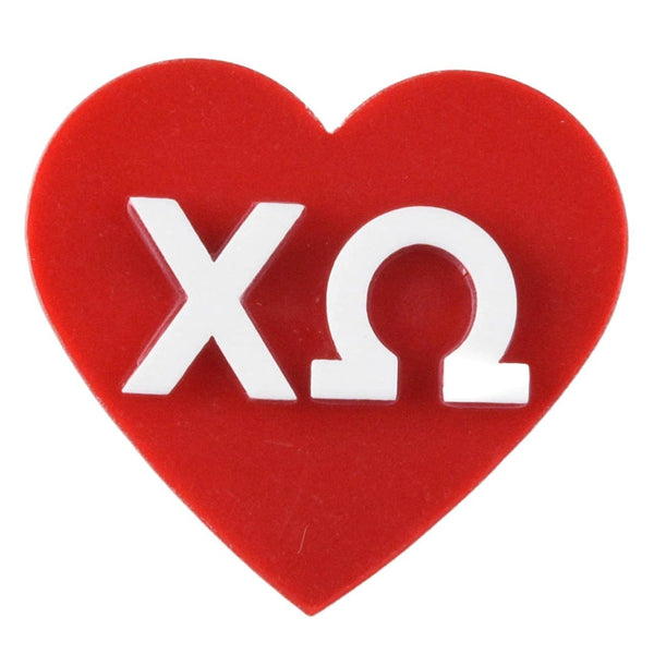 Sorority & Greek Acrylic Heart Pin/ Button: Kappa Delta
