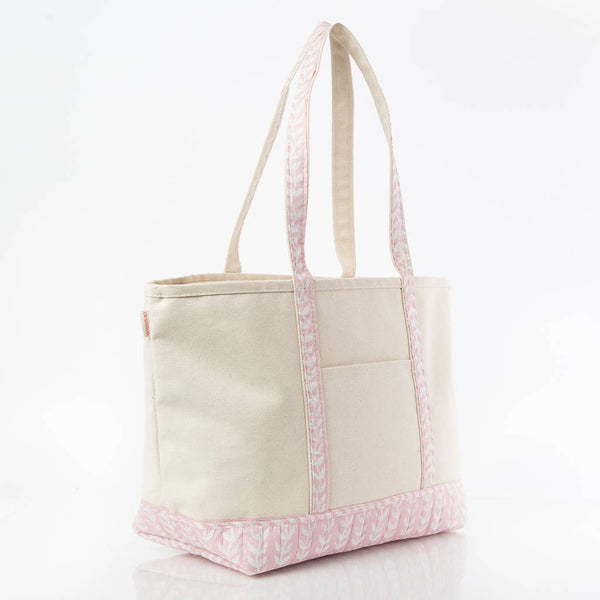Block Print Large Classic Tote: Powder Pink