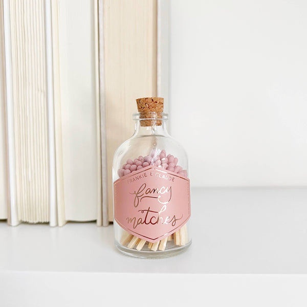 Dusty Rose Matches in Glass Jar – Romantic & Vintage Matches