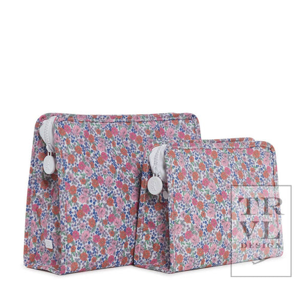 TRVL Roadie Large - Bunny Toile Blue Zip Pouch