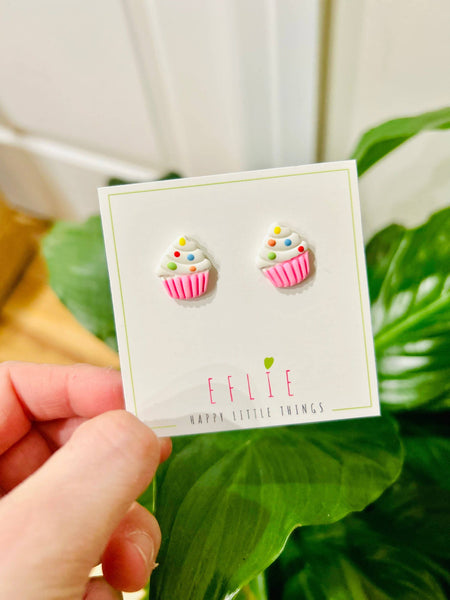 Rainbow Sprinkle Cupcake Stud Earrings for Foodies & Gifts: Studs