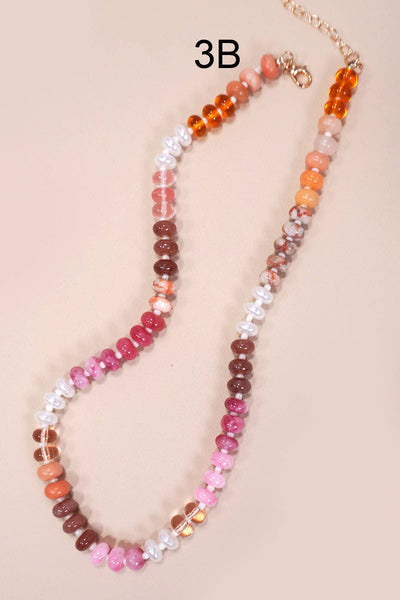 NATURAL AGATE GLASS SEMI PRECIOUS BEAD NECKLACE 1E