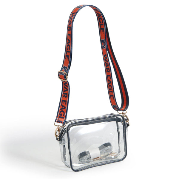 Bridget Clear Purse with Patterned Shoulder Straps - Auburn Tigers