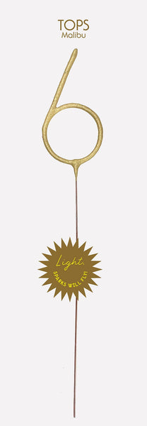 Grande 12" Gold Number Sparkler Wand Card - Singles: Number 0