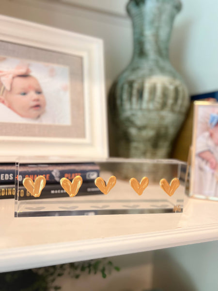 Glass - 8x3 inch Gold Hearts