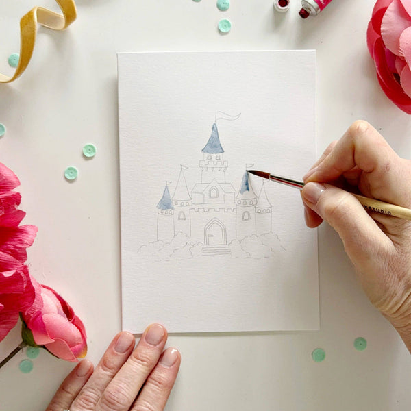 Fairytale paintable watercolor notecard set