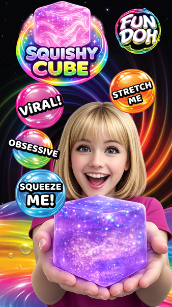 Fun Doh Squish & Squeeze Sparkle Cube Fidget Toy