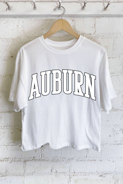 AUBURN PUFF GRAPHIC LONG CROP TOP: PEACH