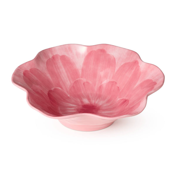 Wildflower Pink Melamine 3-D Floral Deep Bowl 14.5in
