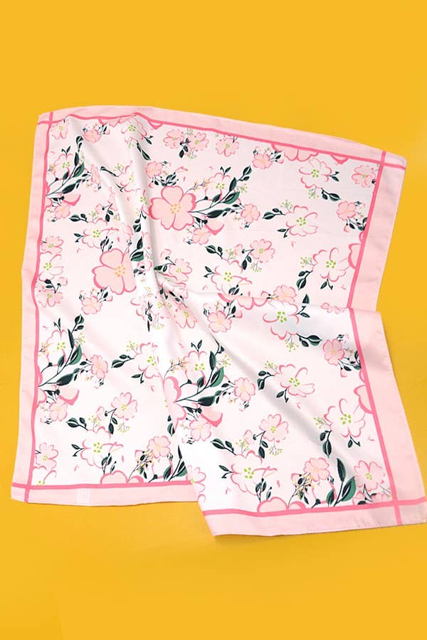 FLOWER LEAF SILKY FEEL BANDANA SCARFF