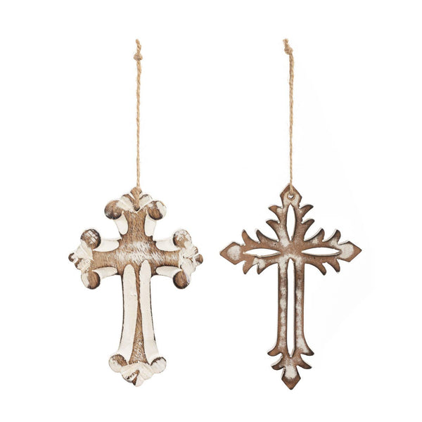 Wood Cross Ornaments - 2 Assorted