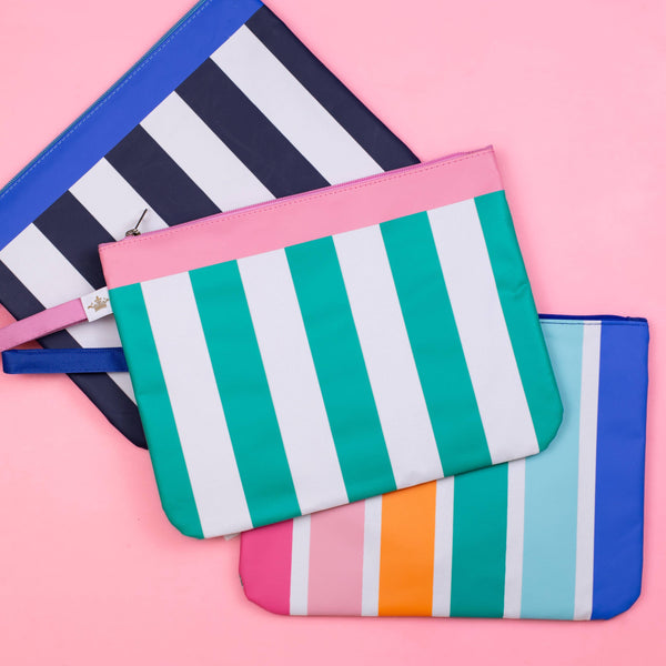 San Blas Stripe Wet/Dry Bag   Emerald/Pink   12x9