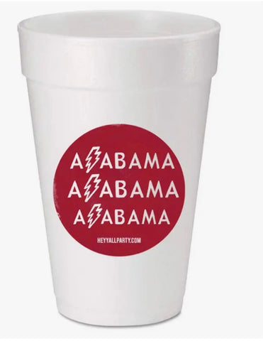 Alabama Lightning Bolt Styrofoam Cups