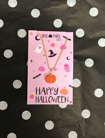 Kids Orange Pumpkin Necklace