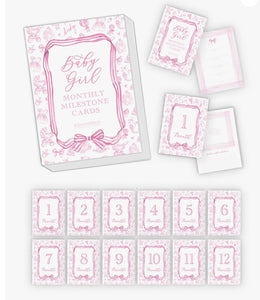 Pink Toile Baby Girl Monthly Milestone Cards