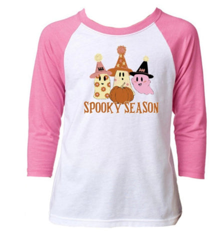 Kids Spooky Season Pink 3/4 Sleeve T-Shirt