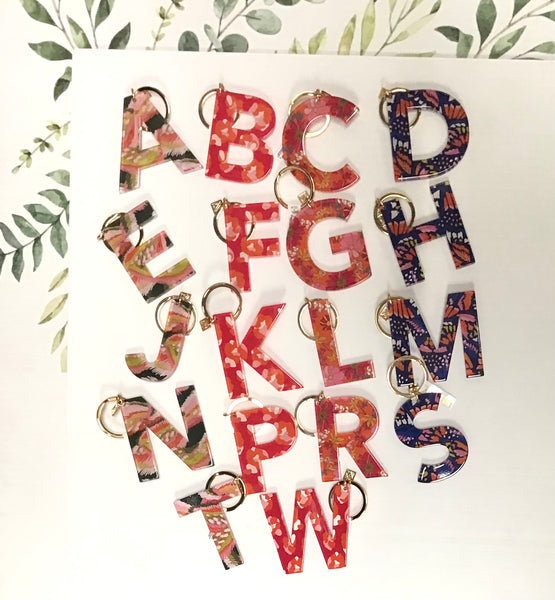 Michelle Mcdowell Patterned Initial Keychain