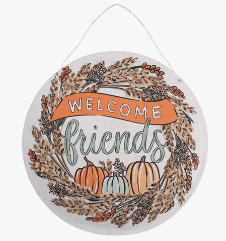 Welcome Friends Fall/Joy To The World Burlap Door Hanger