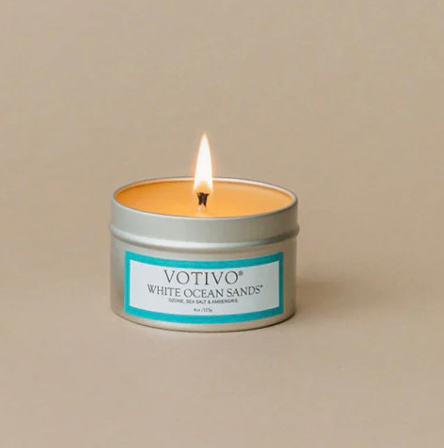 Votivo Travel Tin Candle-White Ocean Sands