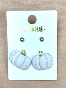 Jane Marie Cream Pumpkins and Gold Balls Stud Earring Set