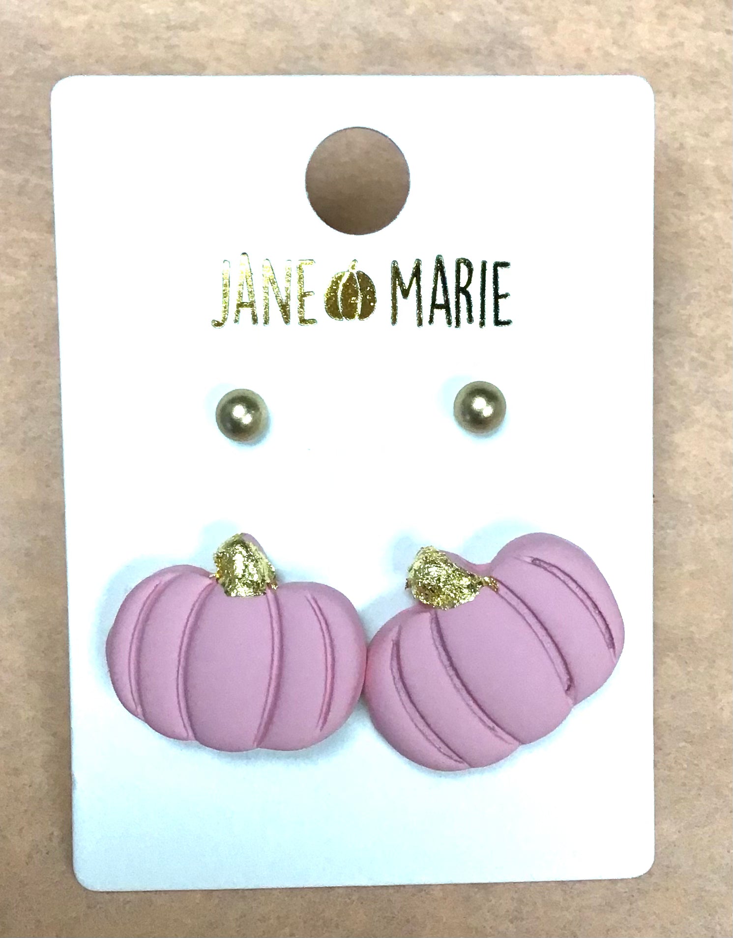 Jane Marie Pink Pumpkins and Gold Balls Earring Set