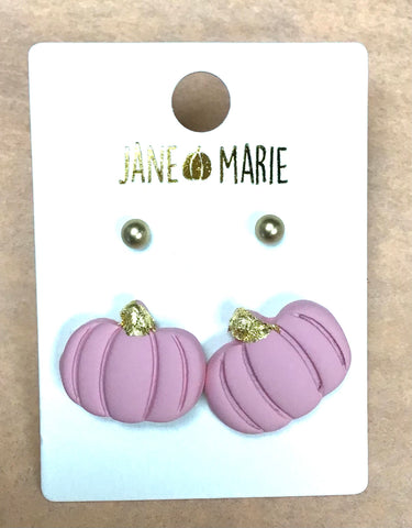 Jane Marie Pink Pumpkins and Gold Balls Earring Set