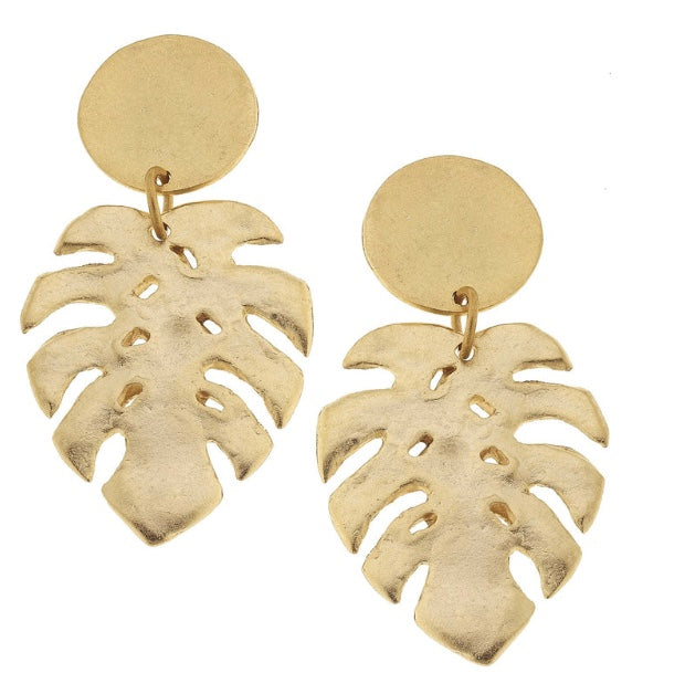 Susan Shaw Gold Palm Leaf Earrings 1479g