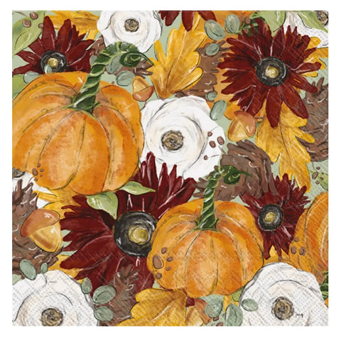 Fall Foliage and Pumpkins Paper Luncheon Napkins