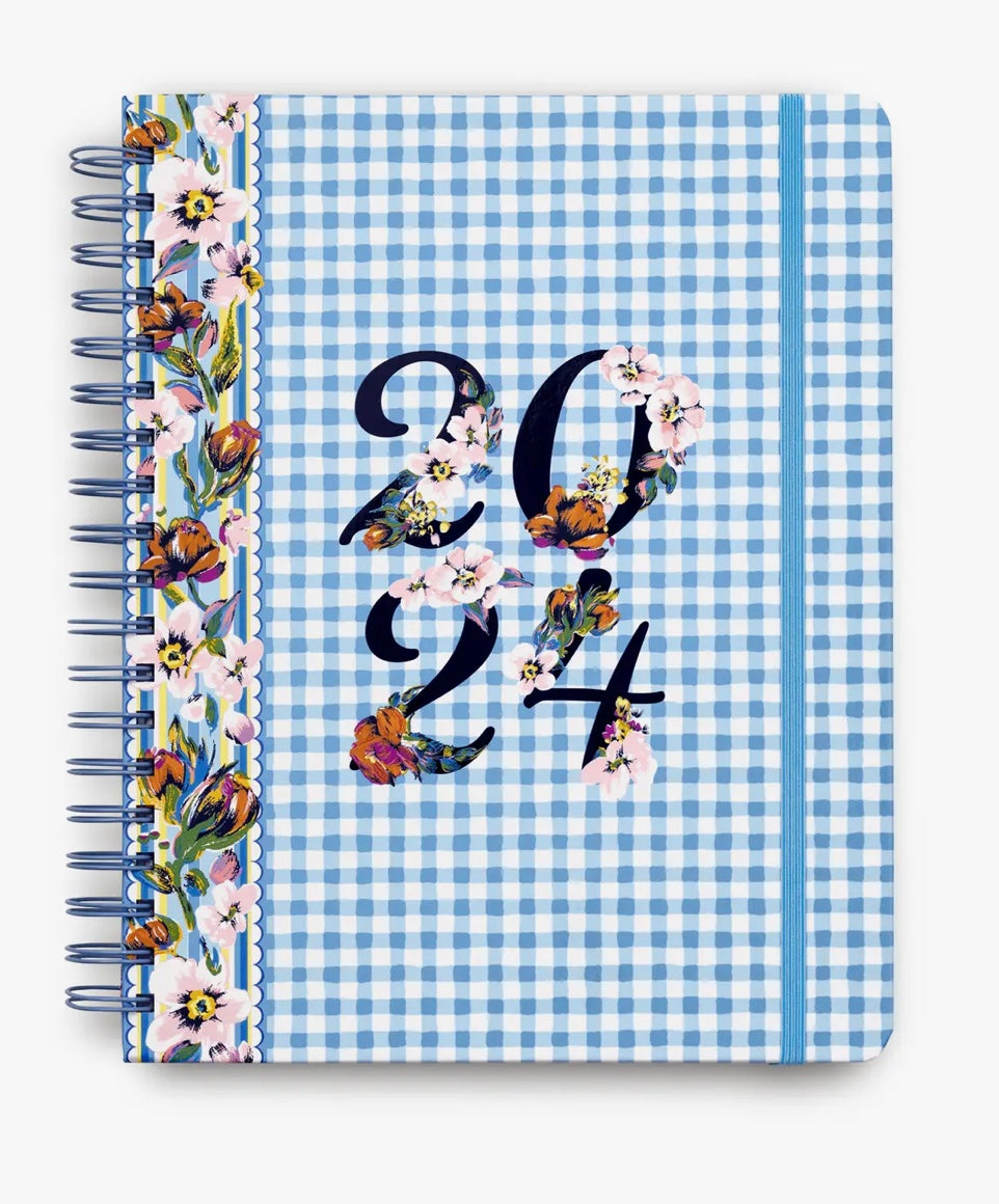 Vera Bradley 2024 Blue Gingham 17-Month Planner