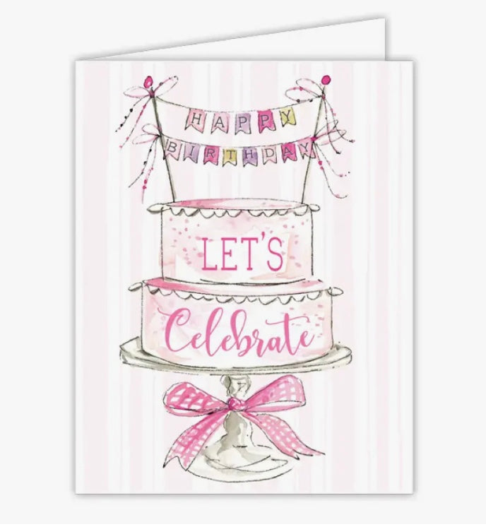 Pink Let’s Celebrate Birthday Cake Card
