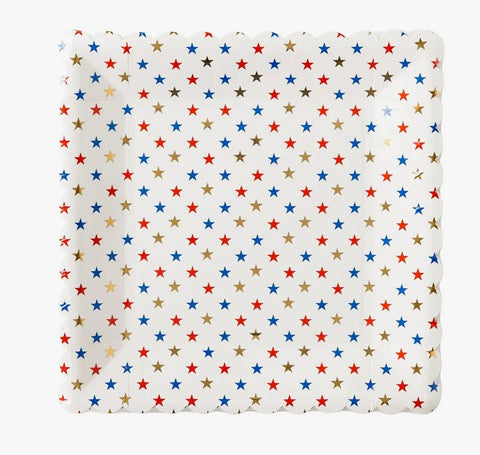 Red/Blue/Gold Stars Square Paper Plate