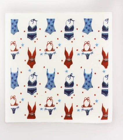 Red, White, Blue Girls’ Swimsuits Cocktail Napkins