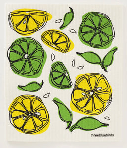 Lemons and Limes Swedish Dishcloth