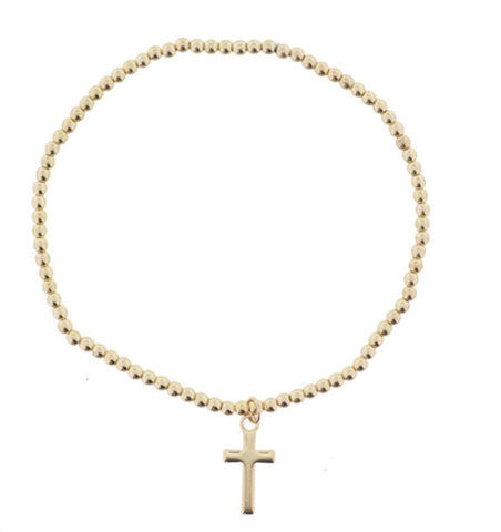 Jane Marie Gold Bead/Cross Pendant Bracelet