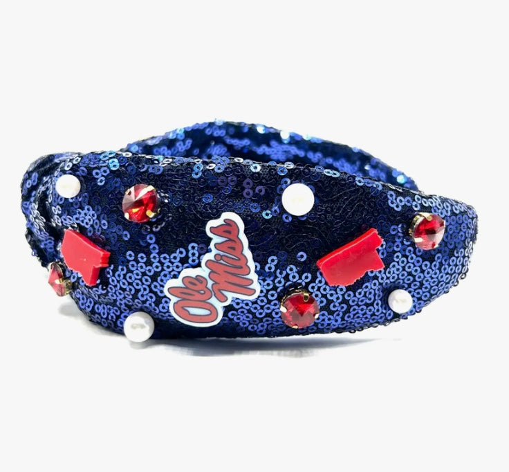Blue Sequin Ole Miss Headband