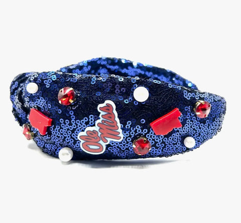 Blue Sequin Ole Miss Headband