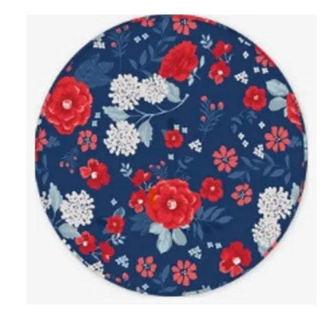 Red/Whit/Blue Round Floral Serving Tray