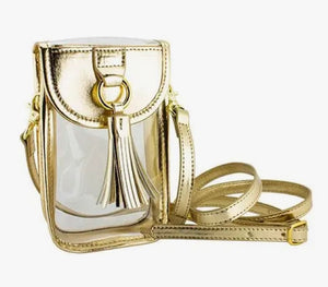 Gold Trim Clear Cell Phone Crossbody