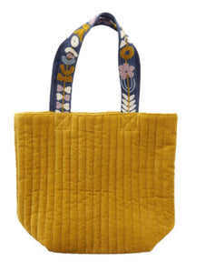 Jane Marie Rayne Gold Velvet Tote with Embroidered Handles