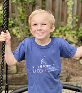 Boy Navy K is for Kindergarten Shirt