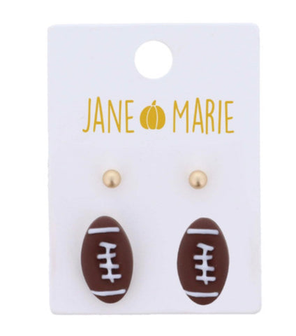 Jane Marie Football and Gold Ball Stud Earring Set