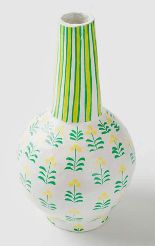 Green/Yellow Paper Mache Vase