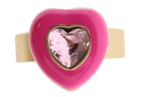 Kids’ Hot Pink Heart with Light Pink Crystal Ring