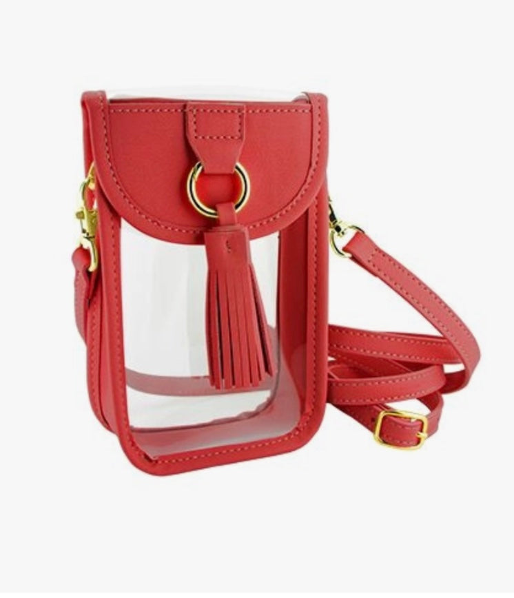 Red Trim Clear Cell Phone Crossbody